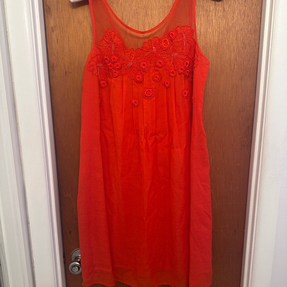 Anthropologie Elegant Orange Floral Dress